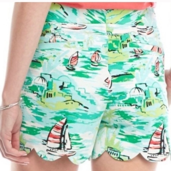 crown & ivy Green and White High Waist Shorts - Picture 4 of 10